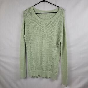 Halogen Womens Green‎ Cotton Long Sleeve Round Neck Pullover Sweater Size Medium